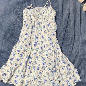 No Boundaries Floral Kids Dress - Blue and White